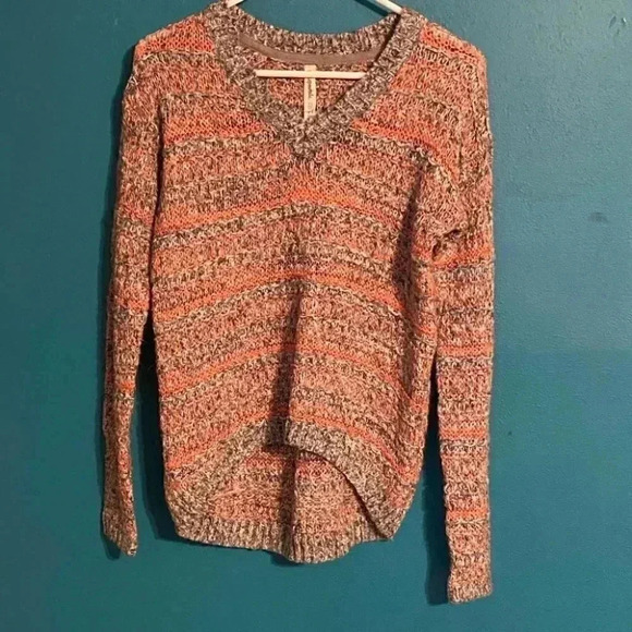 Aeropostale Striped Heather V Neck Pullover Sweater - Picture 2 of 6